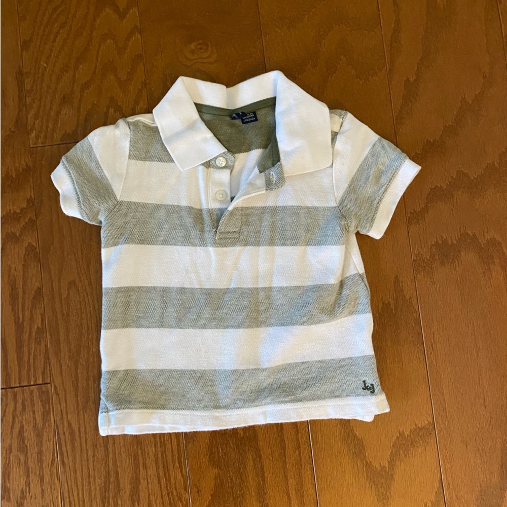 Janie and Jack gray and white polo style shirt, size 18-24m